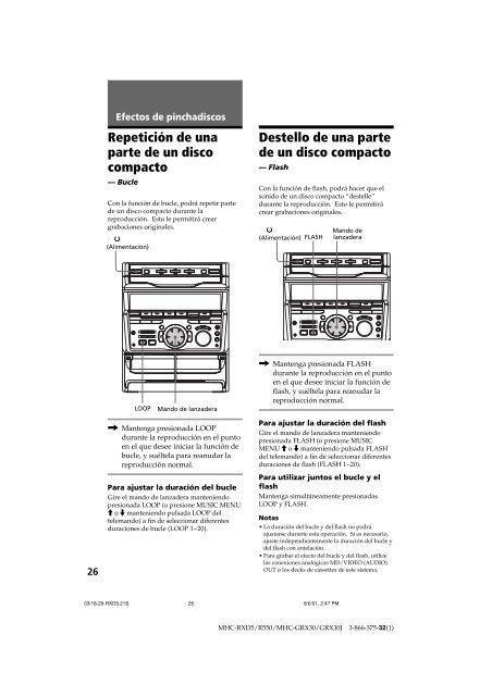 Sony MHC-GRX30 - MHC-GRX30 Consignes d&rsquo;utilisation Espagnol