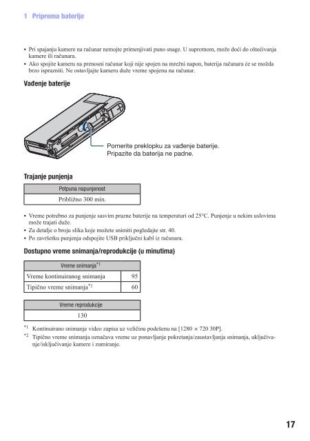 Sony MHS-PM5K - MHS-PM5K Mode d'emploi Serbe