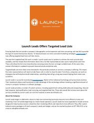 Launch Leads Offers Targeted Lead Lists