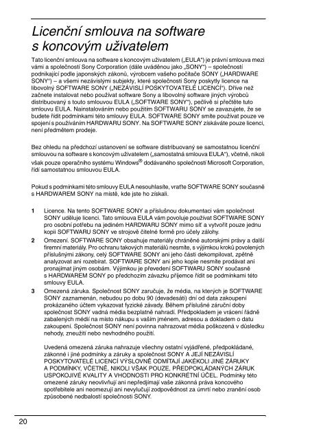 Sony VGN-P29VN - VGN-P29VN Documents de garantie Tch&egrave;que