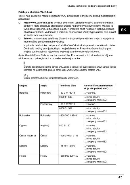 Sony VGN-P29VN - VGN-P29VN Documents de garantie Tch&egrave;que