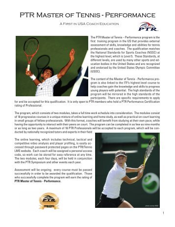 PTR Master of Tennis - Performance - Professional Tennis Registry