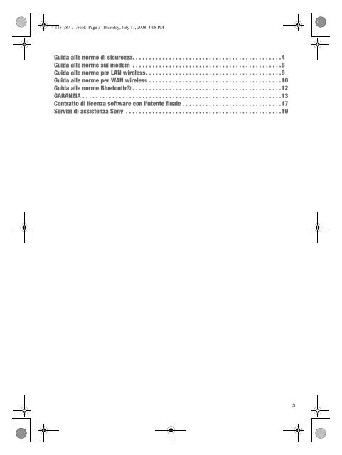 Sony VGN-SR29VN - VGN-SR29VN Documents de garantie Italien