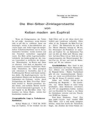 Die Blei-Silber-Zinklagerstaette von Keban maden am Euphrat - MTA