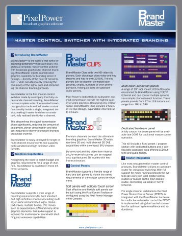 mASTER CONTROl SwiTChER wiTh iNTEGRATED BRANDiNG