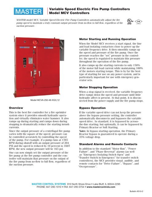MCV* and MCV*T Series: Bulletins for Single - Master Control ...