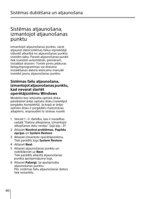 Sony SVT1312V1E - SVT1312V1E Guida alla risoluzione dei problemi Lituano