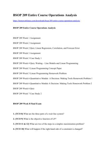 BSOP 209 Entire Course Operations Analysis