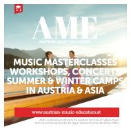 AME - MUSIC MASTERCLASSES WORKSHOPS, CONCERTS SUMMER & WINTER CAMPS IN AUSTRIA & ASIA