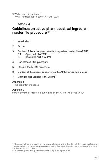 Guidelines on active pharmaceutical ingredient master file procedure