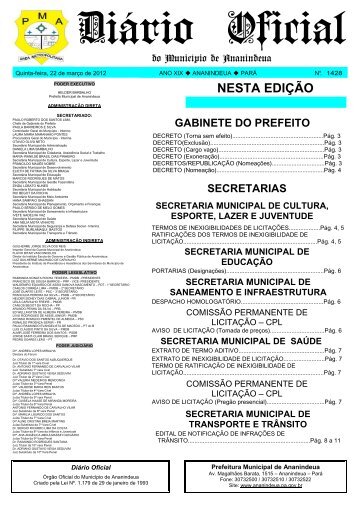 Diário Oficial - Prefeitura de Ananindeua