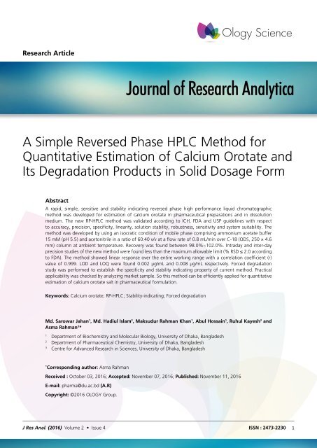 Journal of Research Analytica