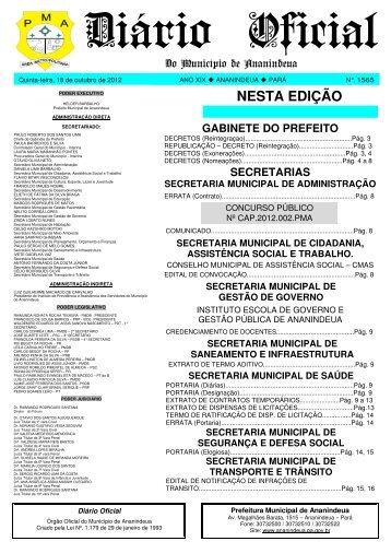 Diário Oficial - Prefeitura de Ananindeua