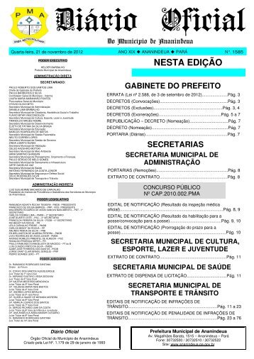 Diário Oficial - Prefeitura de Ananindeua