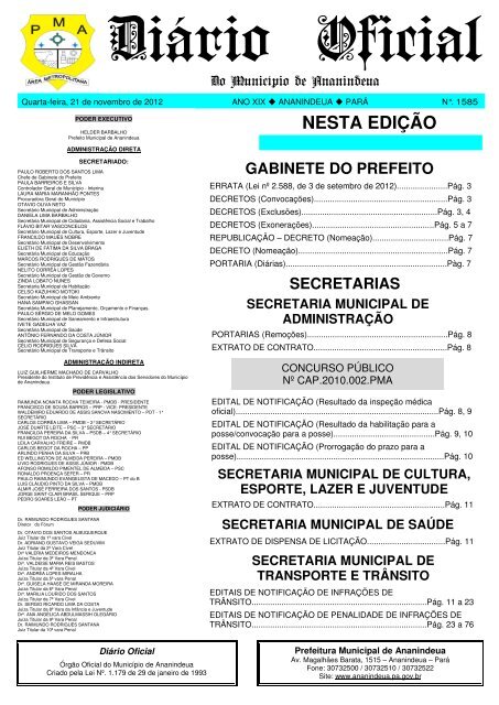 Diário Oficial - Prefeitura de Ananindeua