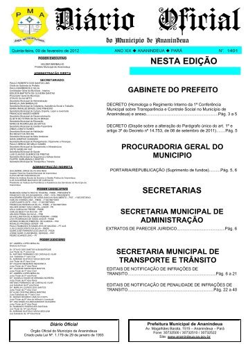 Diário Oficial - Prefeitura de Ananindeua