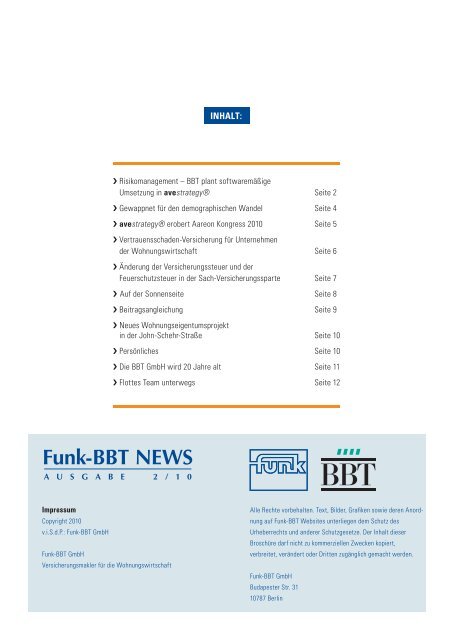 Funk-BBT News Ausgabe 2/2010 Risikomanagement - Funk Gruppe