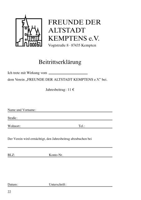 Liebe Leser des Altstadtbriefes! - Freunde der Altstadt Kemptens eV