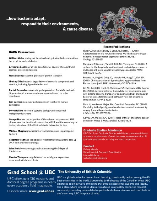 Grad School @ UBC - Life Sciences Institute - University of British ...