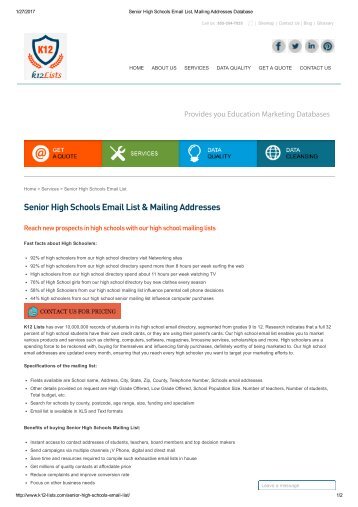 Senior High Schools Email List