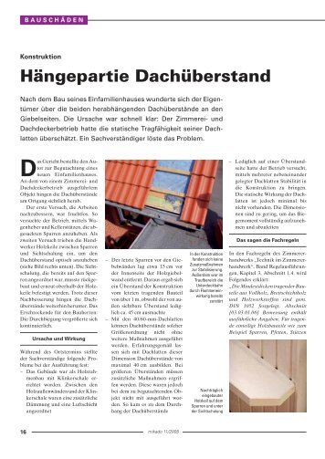 Hängepartie Dachüberstand - planungsgruppe dach