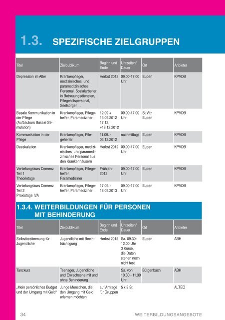 Weiterbildungshandbuch der DG 2012-2013 - DG Bildungsserver