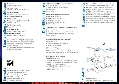 Flyer zur Hochschule für Bildende Künste Braunschweig