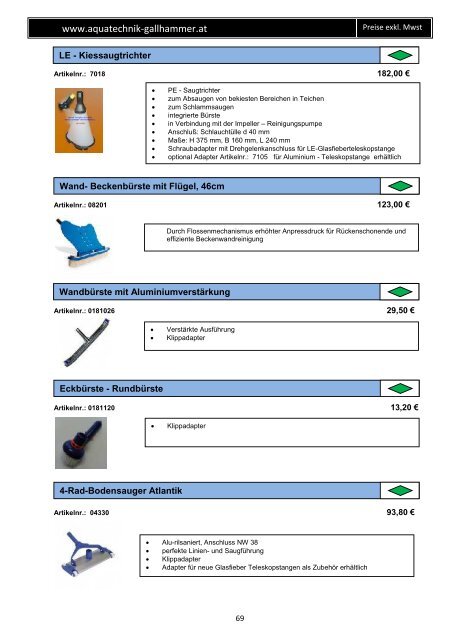 Preiskatalog Aquatechnik Gallhammer 2017