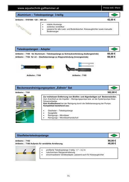 Preiskatalog Aquatechnik Gallhammer 2017