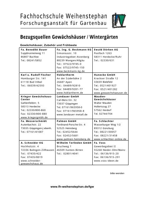 Bezugsquellen Gewachshauser Wintergarten Infoblaetter Fagw Info
