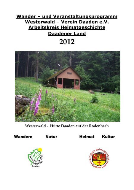 Wanderplan für 2012 - Westerwald-Verein Daaden e.V.