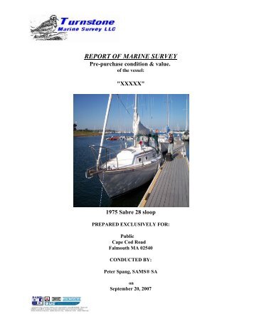 REPORT OF MARINE SURVEY - Turnstone Marine Survey LLC