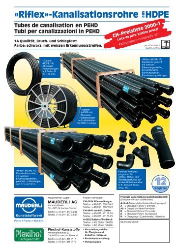 «Riflex»-Kanalisationsrohre HDPE - mauderli ag