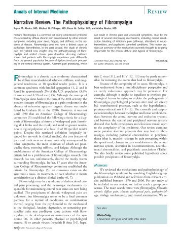 Narrative Review: The Pathophysiology of Fibromyalgia