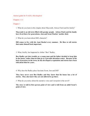 Reading Guide For To Kill A Mockingbird