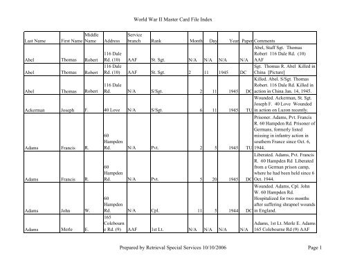 Master file WW II - Monroe County Library System