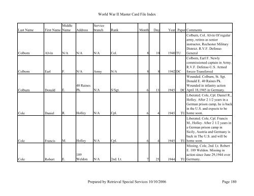 Master file WW II - Monroe County Library System