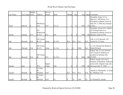 Master file WW II - Monroe County Library System