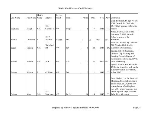 Master file WW II - Monroe County Library System