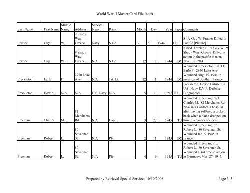 Master file WW II - Monroe County Library System