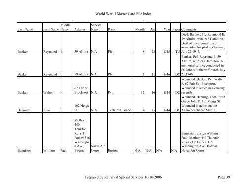 Master file WW II - Monroe County Library System