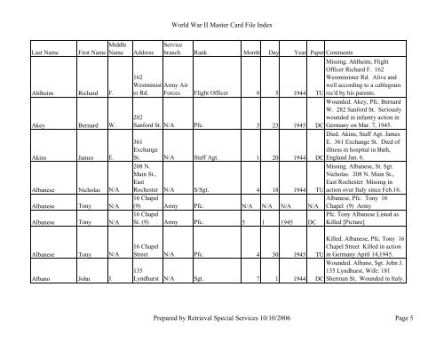 Master file WW II - Monroe County Library System