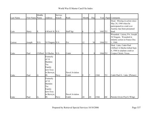 Master file WW II - Monroe County Library System