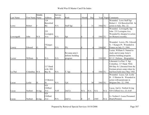 Master file WW II - Monroe County Library System