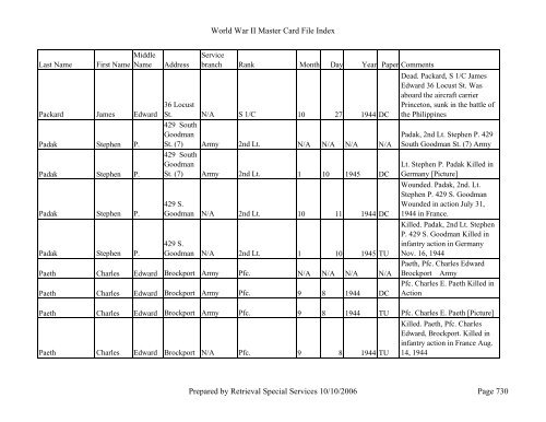 Master file WW II - Monroe County Library System