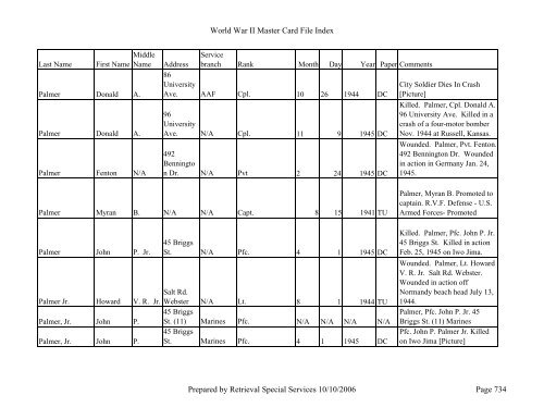 Master file WW II - Monroe County Library System