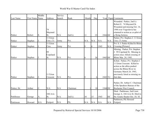 Master file WW II - Monroe County Library System