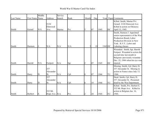 Master file WW II - Monroe County Library System