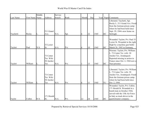 Master file WW II - Monroe County Library System