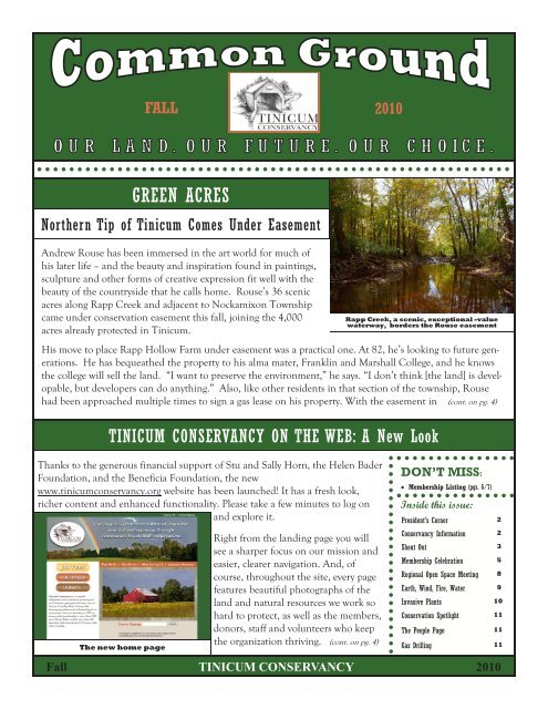 Newsletter-FALL '10 FINAL FINAL - Tinicum Conservancy